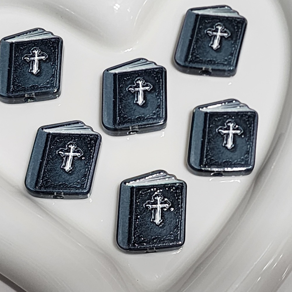 Bible Beads 2 Pcs Focal Bead Beaded Pen Craft Charm Jewelry Cross Religious